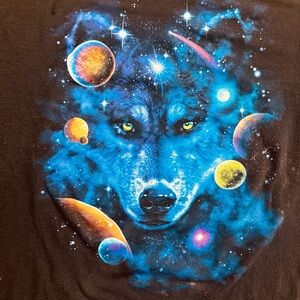 Space Wolf Graphic Tee - Black and Blue